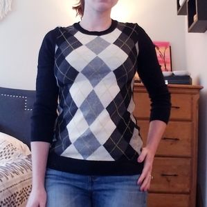 J Crew wool blend argyle plaid sweater